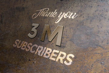 3 Million  subscribers celebration greeting banner with Metal Design