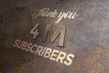 Fototapeta premium 4 Million subscribers celebration greeting banner with Metal Design
