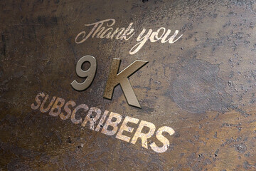 9 K  subscribers celebration greeting banner with Metal Design