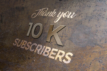 10 K subscribers celebration greeting banner with Metal Design