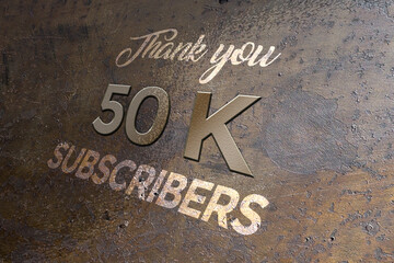 50 K  subscribers celebration greeting banner with Metal Design