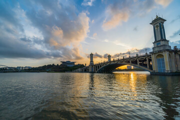 Fototapeta premium Beautiful sunset at Putrajaya Malaysia, with reflection