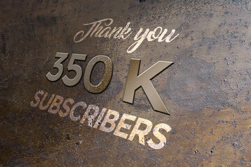 350 K  subscribers celebration greeting banner with Metal Design