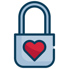 lock key heart love safety icon filled outline