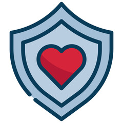 shield protect safety love heart icon filled outline