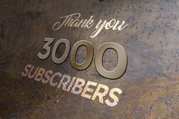 3000 subscribers celebration greeting banner with Metal Design