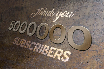 5000000 subscribers celebration greeting banner with Metal Design