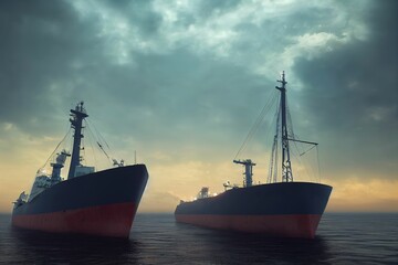 Big ship navigating the ocean, transport concept ,made with Generative AI