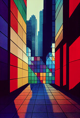 Fototapeta premium Modern city long street with pastel colors ,made with Generative AI