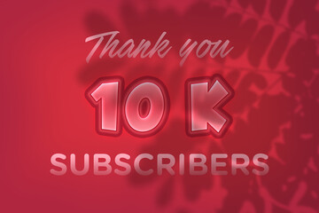 10 K subscribers celebration greeting banner with Red Embossed Design