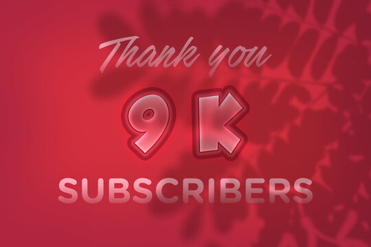 9 K  subscribers celebration greeting banner with Red Embossed Design