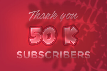 50 K  subscribers celebration greeting banner with Red Embossed Design