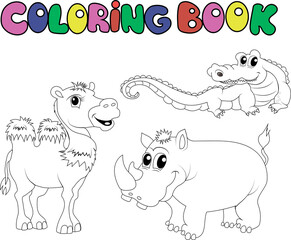 Africa Collection of wild African animals  Coloring book for children