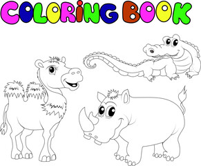 Africa Collection of wild African animals  Coloring book for children