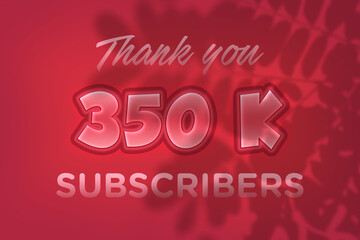 350 K  subscribers celebration greeting banner with Red Embossed Design