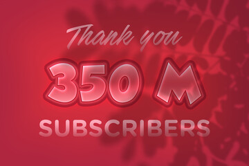350 Million  subscribers celebration greeting banner with Red Embossed Design