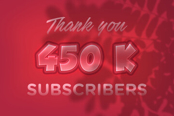 450 K  subscribers celebration greeting banner with Red Embossed Design