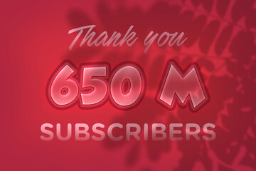 650 Million  subscribers celebration greeting banner with Red Embossed Design