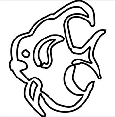 Vector, Image of fish icon, black and white color,with transparent background