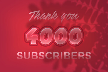 4000 subscribers celebration greeting banner with Red Embossed Design