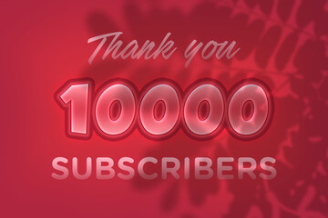 10000 subscribers celebration greeting banner with Red Embossed Design