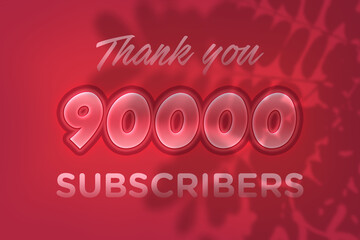 90000 subscribers celebration greeting banner with Red Embossed Design