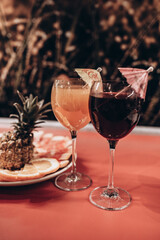 still life winter drink mulled wine in a glass on the table