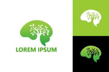 Brain tree logo template design vector