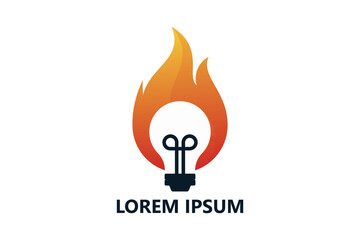 Fire light bulb logo template design vector