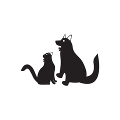 Dog and cat animal vector logo design . icon logo . silhouette logo 