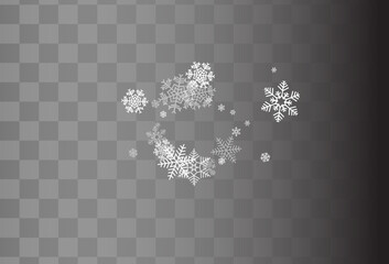 Silver Snowfall Vector Transparent Background.