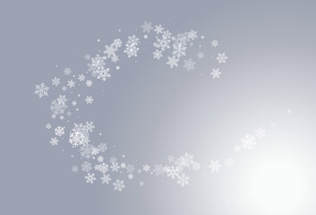 White Snowfall Vector Gray Background. New Gray