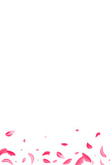 Red Blossom Flying Vector White Background. Blur