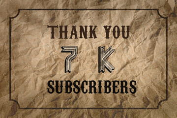 7 K  subscribers celebration greeting banner with Vintage Design