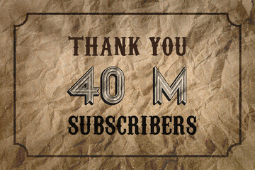 40 Million  subscribers celebration greeting banner with Vintage Design