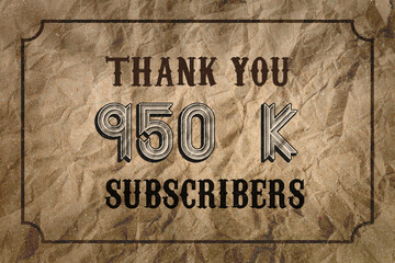 950 K  subscribers celebration greeting banner with Vintage Design