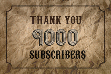 9000 subscribers celebration greeting banner with Vintage Design