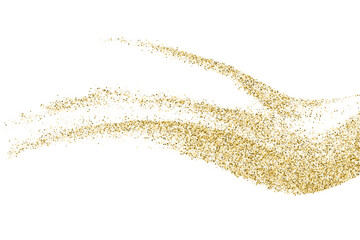 Gold Glitter Texture Isolated On White. Goldish Color Sequins. Golden Explosion Of Confetti. Design Element. Celebratory Background. Vector Illustration, Eps 10.