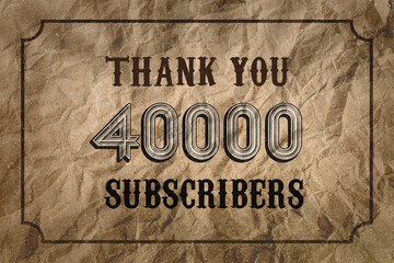 40000 subscribers celebration greeting banner with Vintage Design