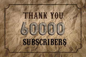 60000 subscribers celebration greeting banner with Vintage Design