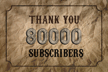 80000 subscribers celebration greeting banner with Vintage Design