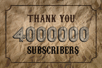 4000000 subscribers celebration greeting banner with Vintage Design