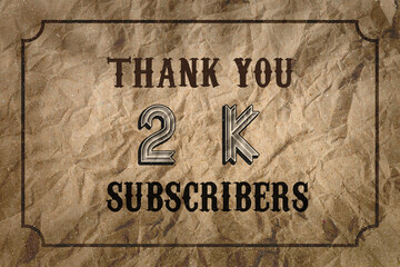 2 K subscribers celebration greeting banner with Vintage Design