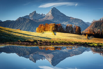 Impressive mountain scenery in the Bavarian Alps. Colorful autumn landscape in the mountains....