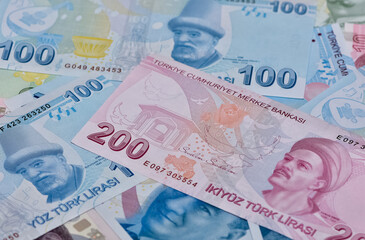 various country banknotes. turkish lira photos