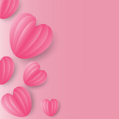 Paper pink heart on pink background, symbol of Love. 