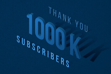 Obraz premium 1000 K subscribers celebration greeting banner with Isomatric Design