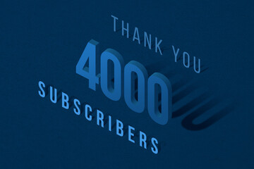 4000 subscribers celebration greeting banner with Isomatric Design