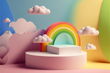 Digital illustration about podium platform with background.