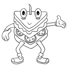 Cute sandwich character vector. Suitable for food and beverage or as teaching material for young learners.